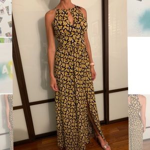 Yellow and navy blue dress